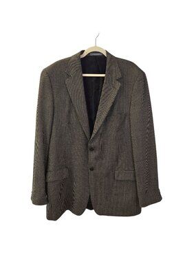 Talbots Men 100% Wool Graphic Print Two Button Sport Coat Size 46 Tall